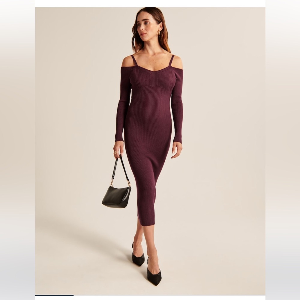 NWT Abercrombie & Fitch Deep Purple Long Sleeve Dress